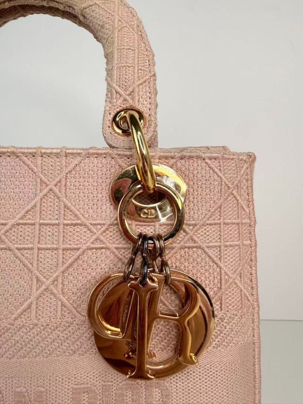 Dior Medium Lady D-Lite Pink Cannage Embroidered Top Handle Shoulder Bag - Picture 8 of 13